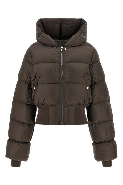 Rick Owens Hooded Puffer Jacket In Gray