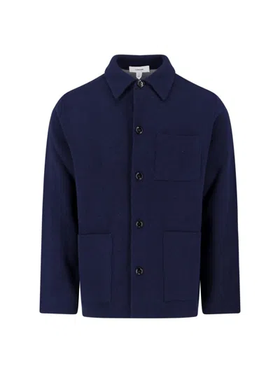 Lardini Relaxed Fit Jacket With Collar And Pockets In Blue