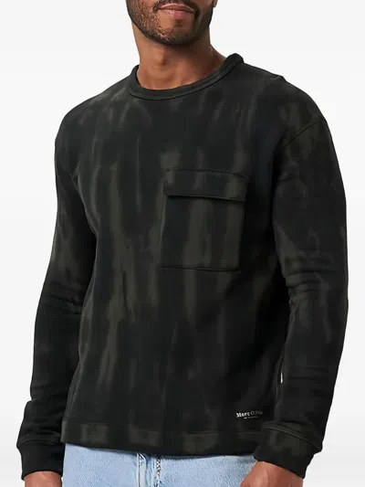 Marc O'polo Tie-dye Crew-neck Sweatshirt In Black