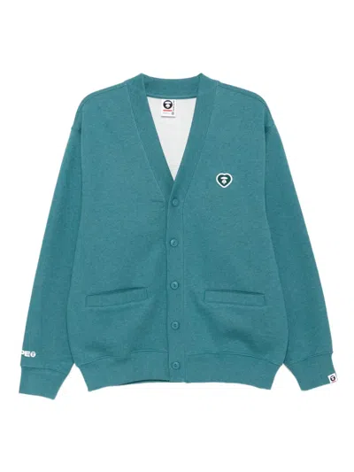 Aape By A Bathing Ape Logo-appliqué Button-up Sweatshirt In Green
