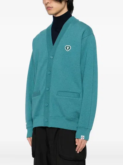 Aape By A Bathing Ape Logo-appliqué Button-up Sweatshirt In Green
