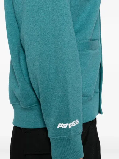 Aape By A Bathing Ape Logo-appliqué Button-up Sweatshirt In Green
