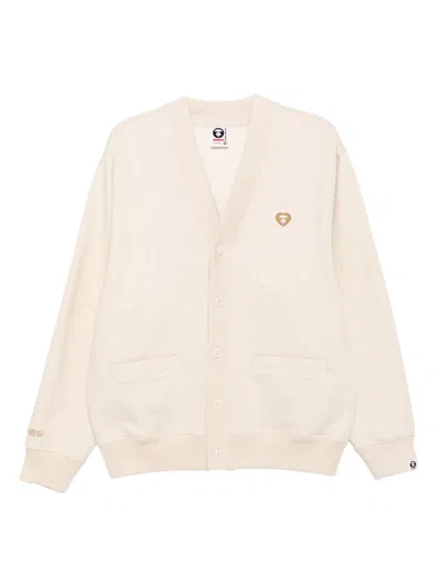 Aape By A Bathing Ape Logo-appliqué Button-up Sweatshirt In Neutral