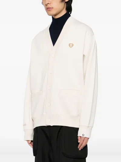 Aape By A Bathing Ape Logo-appliqué Button-up Sweatshirt In Neutral