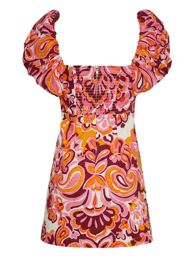 Cara Cara Kelly Puff-sleeve Paisley-print Mini Dress In Pattern