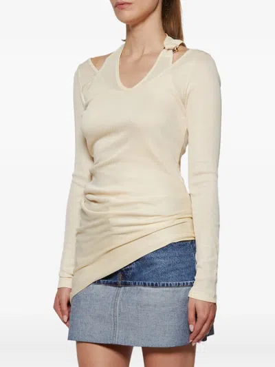 Jean Paul Gaultier Gaultier Piercing Detail Top In Neutral