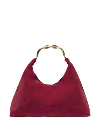 Simkhai Nixi Twisted-handle Suede Shoulder Bag In Red