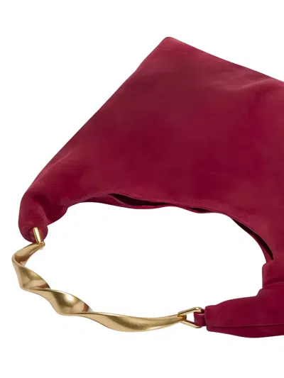 Simkhai Nixi Twisted-handle Suede Shoulder Bag In Red