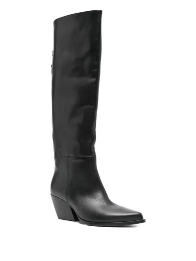 Elena Iachi Zip-fastening Pointed-toe Boots In Black
