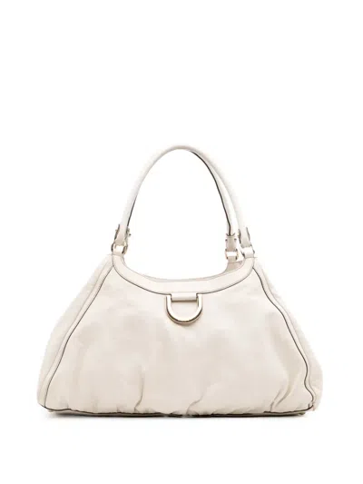 Pre-owned Gucci 2016-2025 Leather Abbey D Ring Shoulder Bag In White