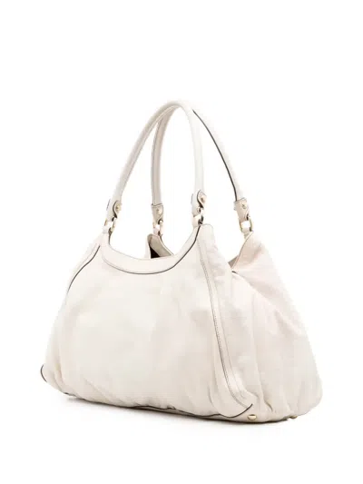 Pre-owned Gucci 2016-2025 Leather Abbey D Ring Shoulder Bag In White