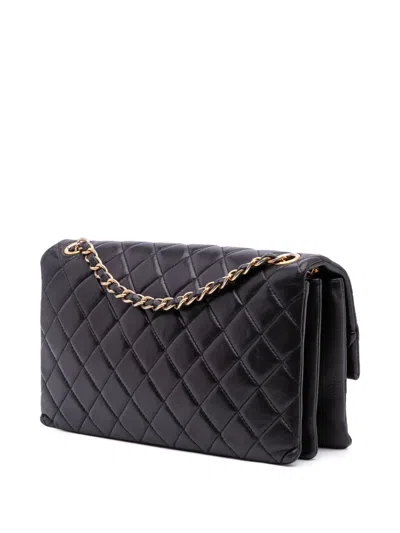 Pre-owned Chanel 2015-2016 Quilted Lambskin Pagoda Accordion Flap Shoulder Bag In Black