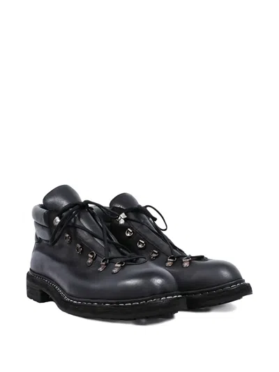 Guidi Lace-up Full-grain Leather Ankle Boots In Black
