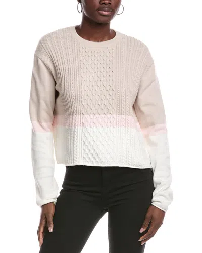 Atm Anthony Thomas Melillo Colorblock Cable Cashmere-blend Sweater In Pink