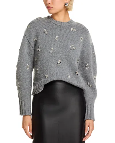 Simkhai Coraline Embellished Wool And Cashmere-blend Sweater In Gray