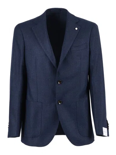 Luigi Bianchi Tailored Navy Blue Jacket With Classic Two-button Closure In Blue