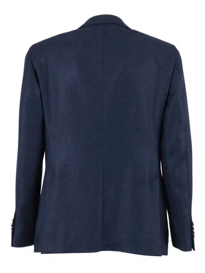 Luigi Bianchi Tailored Navy Blue Jacket With Classic Two-button Closure In Blue