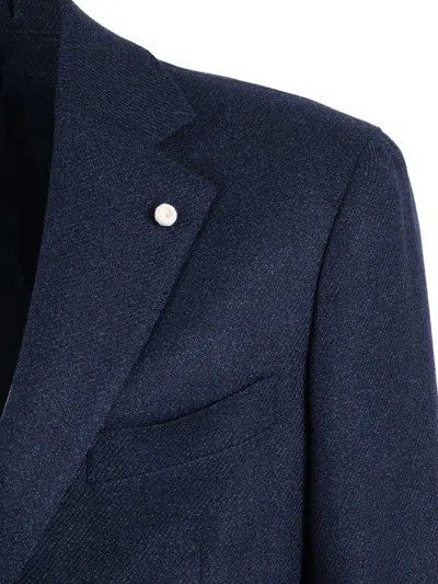 Luigi Bianchi Tailored Navy Blue Jacket With Classic Two-button Closure In Blue