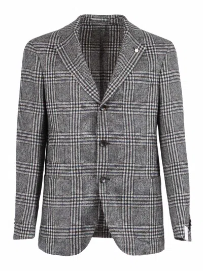Luigi Bianchi Tailored Plaid Jacket With Notch Lapels And Flap Pockets In Gray