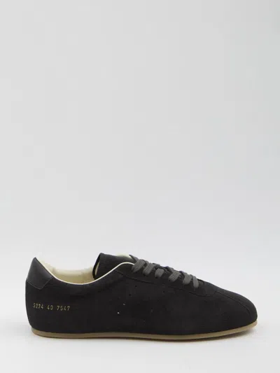 Common Projects Driving Lo Profile Leather-trimmed Suede Sneakers In Black