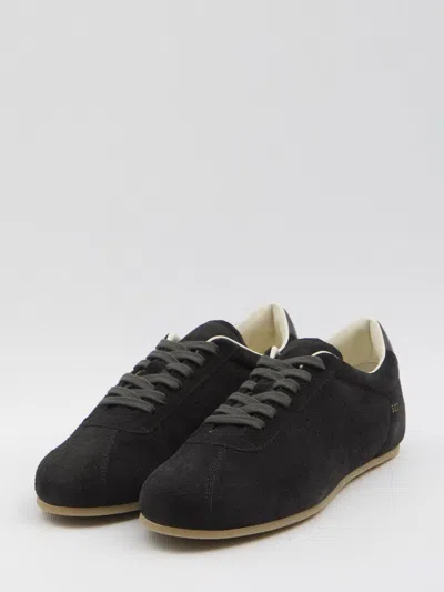 Common Projects Driving Lo Profile Leather-trimmed Suede Sneakers In Black