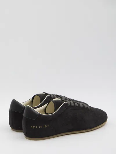 Common Projects Driving Lo Profile Leather-trimmed Suede Sneakers In Black