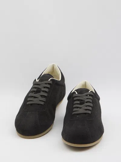 Common Projects Driving Lo Profile Leather-trimmed Suede Sneakers In Black