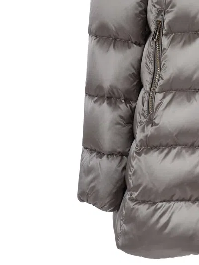 Moorer Long Quilted Down Jacket With High Collar In Metallic
