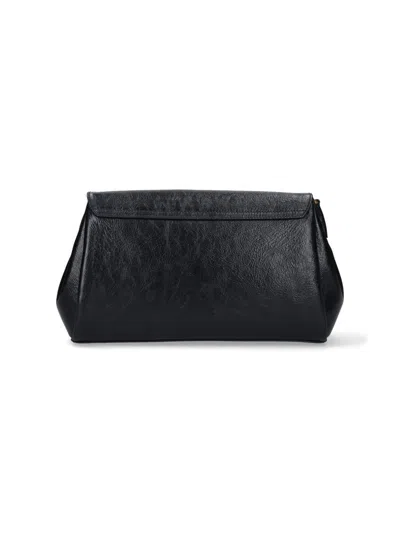 Dries Van Noten Textured Leather Shoulder Bag With Gold-tone Buckle Closure In Black