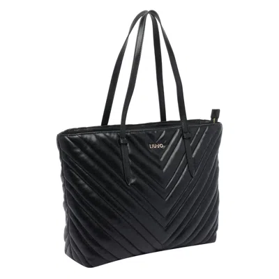 Liu •jo Chevron Pattern Quilted Tote Bag With Straps In Black