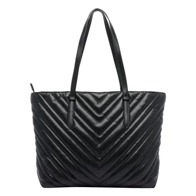 Liu •jo Chevron Pattern Quilted Tote Bag With Straps In Black