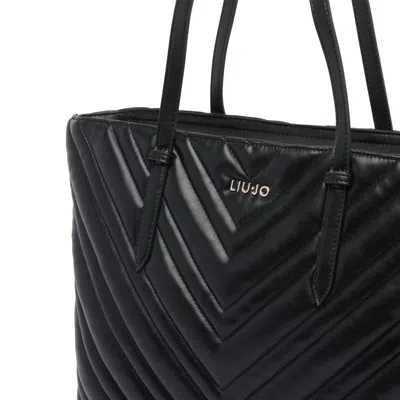 Liu •jo Chevron Pattern Quilted Tote Bag With Straps In Black