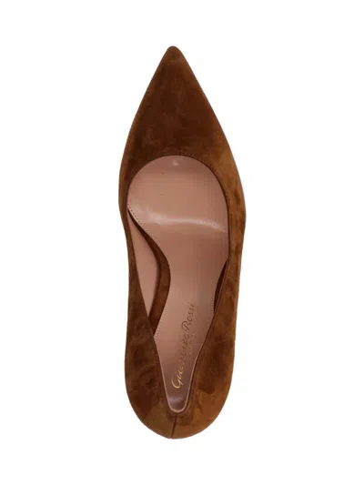 Gianvito Rossi Pointed-toe Suede Stiletto Pumps With Leather Sole In Brown