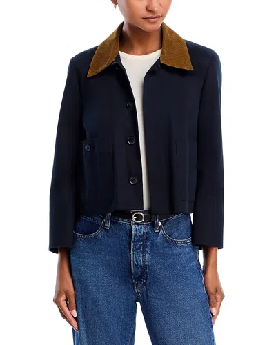 Frame Corduroy-trimmed Cotton-twill Jacket In Blue