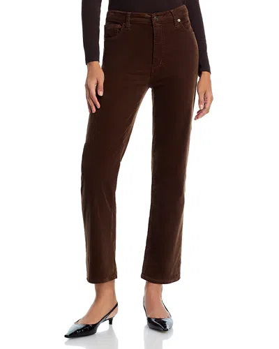 Frame Le Sleek Corduroy Ankle Straight Leg Pants In Brown