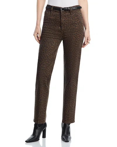 Frame Le Sylvie High Rise Slim Jeans In Leopard Print In Brown