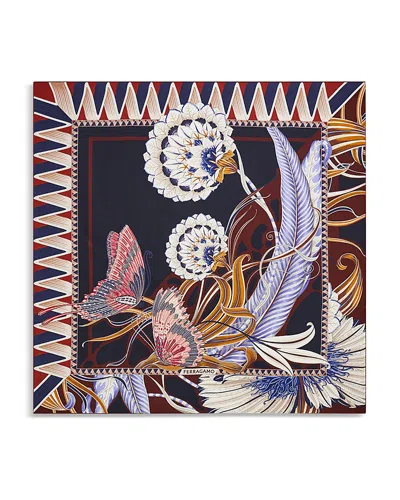 Ferragamo Rectangular Scarf Featuring Intricate Pattern In Multi