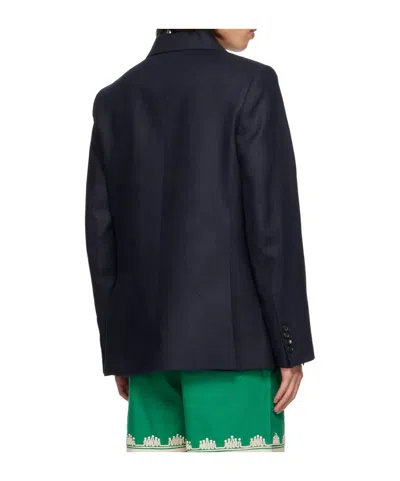 Bode Navy Double-breasted Blazer In Blue