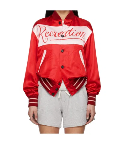 Bode Postcard Rally Jacket In Red