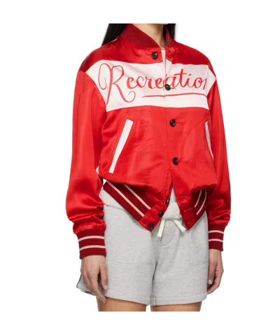 Bode Postcard Rally Jacket In Red