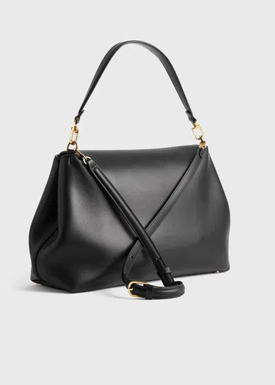 Totême T-lock Foldover Top Shoulder Bag In Black