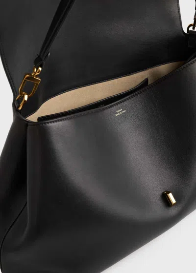 Totême T-lock Foldover Top Shoulder Bag In Black