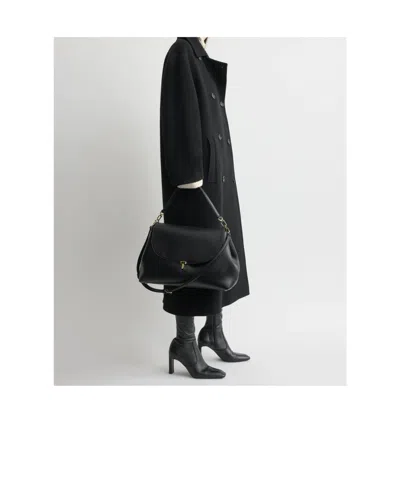 Totême T-lock Foldover Top Shoulder Bag In Black