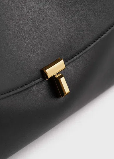 Totême T-lock Foldover Top Shoulder Bag In Black