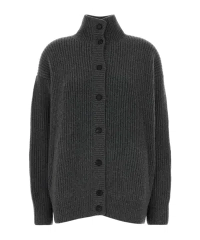 Prada Oversize Cashmere Cardigan Featuring Elbow Patches In Gray