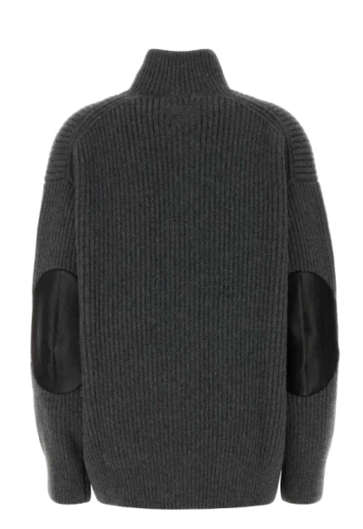 Prada Oversize Cashmere Cardigan Featuring Elbow Patches In Gray