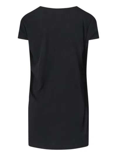 Rick Owens Short Sleeves With Asymmetric Hem And V-neckline In Black