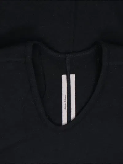 Rick Owens Short Sleeves With Asymmetric Hem And V-neckline In Black