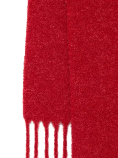Jacquemus Long Red Scarf With Fringed Ends And Subtle Branding In Red
