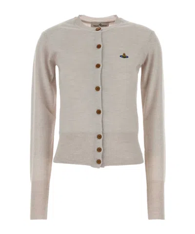 Vivienne Westwood Orb-embellished Virgin-wool Cardigan In White
